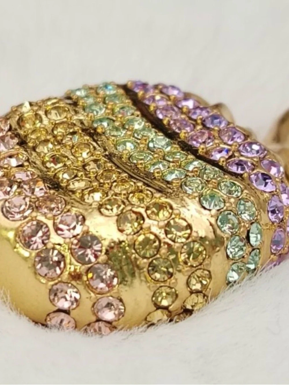 Gold Candy Bag Charm & Keys with Pastel Crystal Accents
